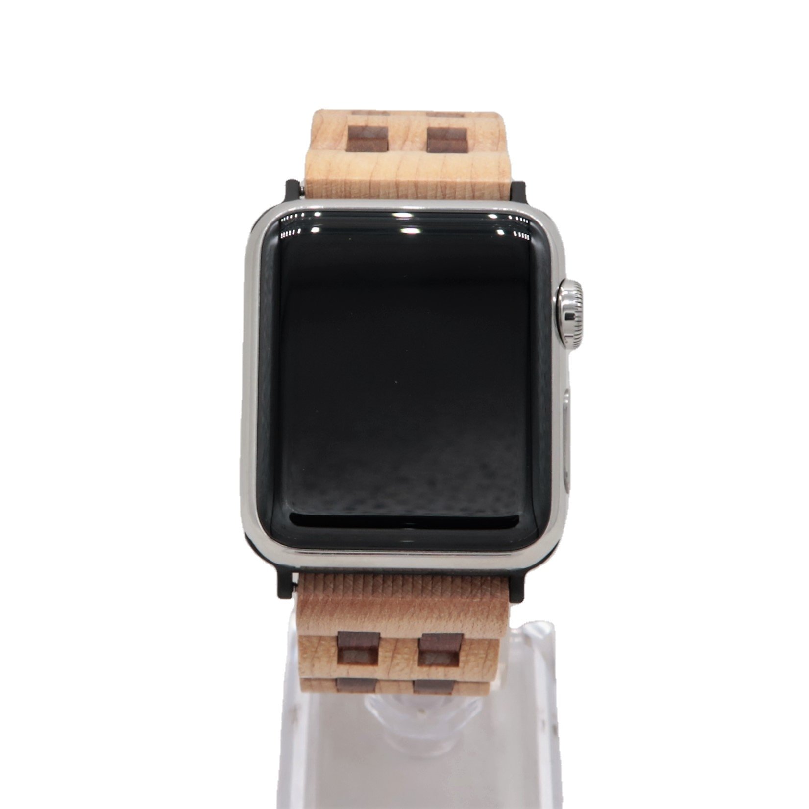Natural Maple Solid Hard Wood Watch Strap Bracelet Band Duel Interlinks Water Resistant Smart Watch Compatible 001
