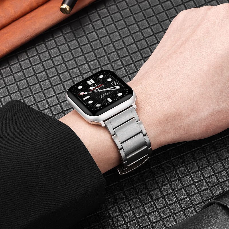 New Design 3 Beads Stainless Steel Watch Strap For Smart Watch Series 6 5 4 3 2 1 Titanium Alloy Wristband 49mm 40/41/42/44/45mm