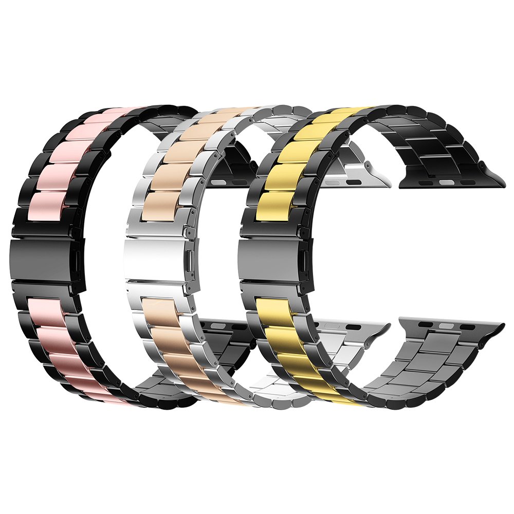 Keepwin Stainless Steel Metal Watch Band Interchangeable Diver Dual Ladies Men Wristwatch Smart Watch Strap for Apple iWatch