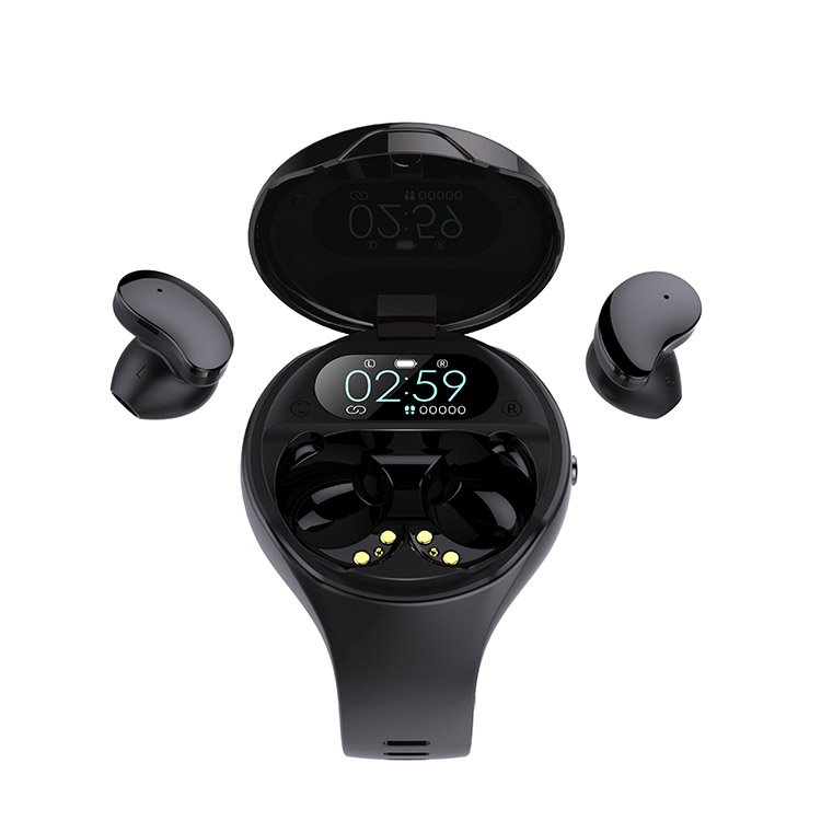 W1 2 in 1 smart watch with bt wireless earphones and watch 2 in 1 with earbuds