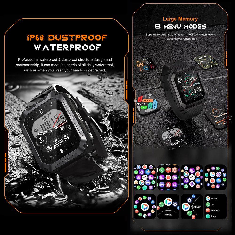 C20 Pro Smartwatch Uomo Heart Rate Multiple Sports Mode Waterproof Hot Adventure Mens Smart Watches C20Pro