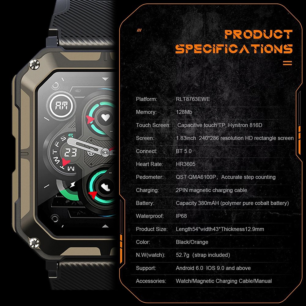 C20 Pro Smartwatch Uomo Heart Rate Multiple Sports Mode Waterproof Hot Adventure Mens Smart Watches C20Pro