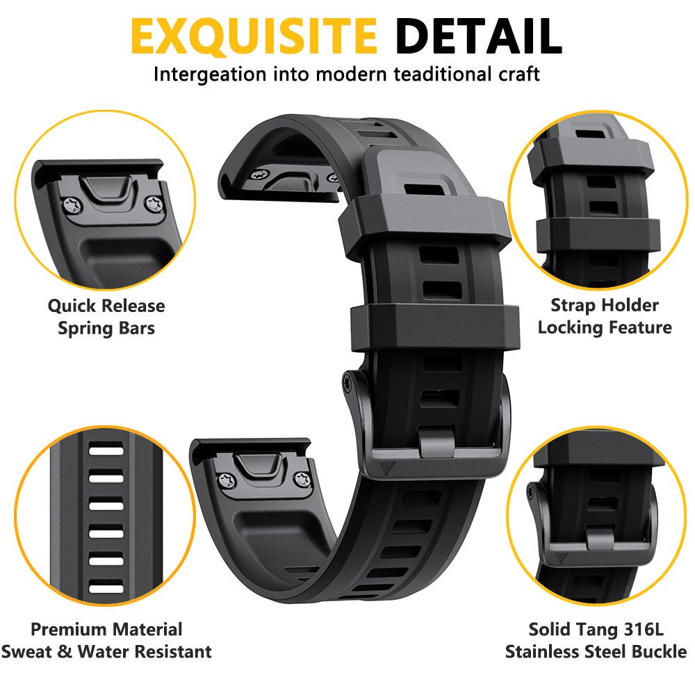 Newest Silicone Quick Release Watchband Straps For Garmin Fenix 6X 7X 7 6 Pro 5 5X EPIX Smart Watch Easyfit Wrist Band