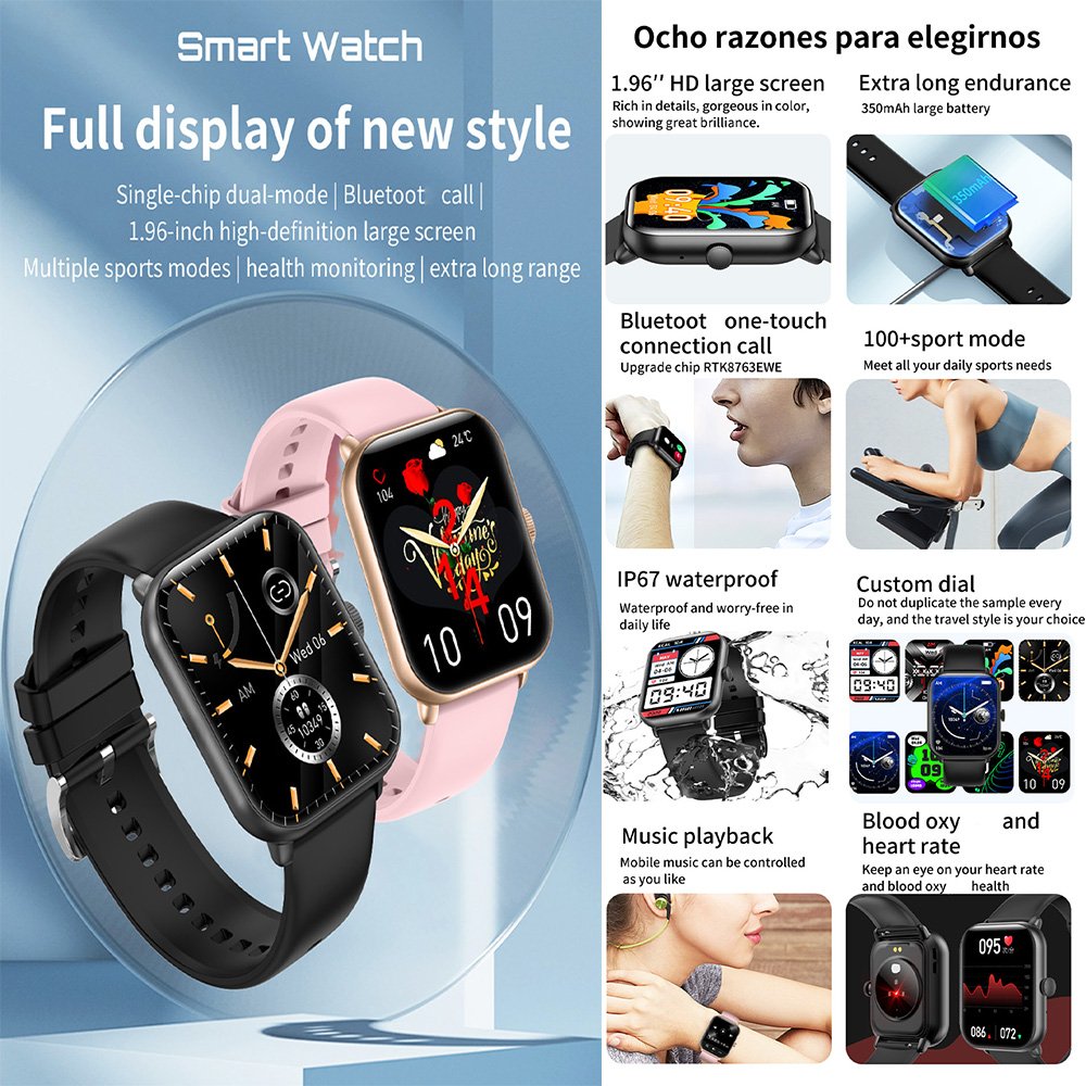 L26 1.96 inch big screen 350MAH smartwatch BT one-touch call phone band watch fashionable 100+ sports smart watches L26
