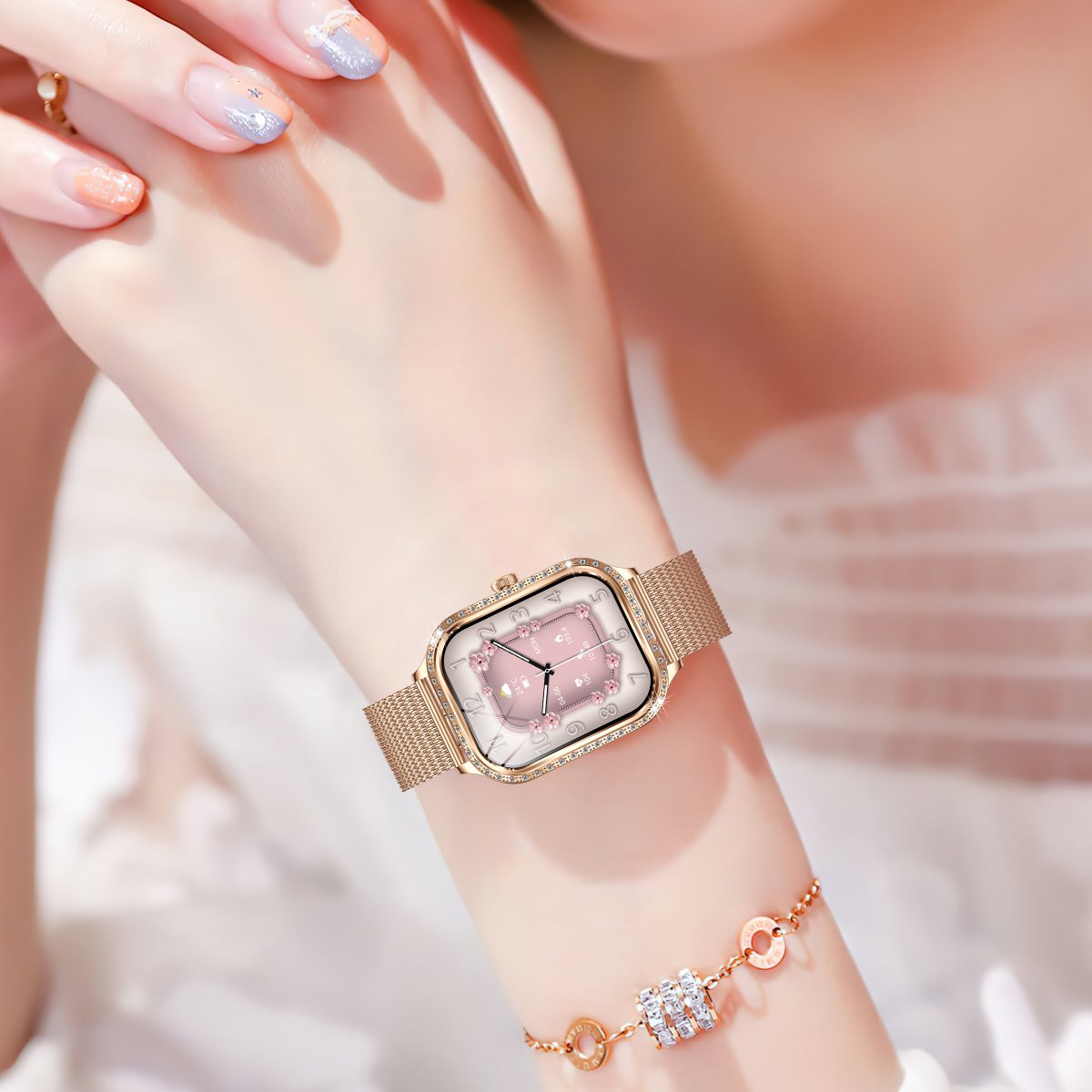 2 Straps Ladies Health monitoring 1.75 inch Sports Smartwatch Reloj inteligente Montre Fashion Smart watch for girls women