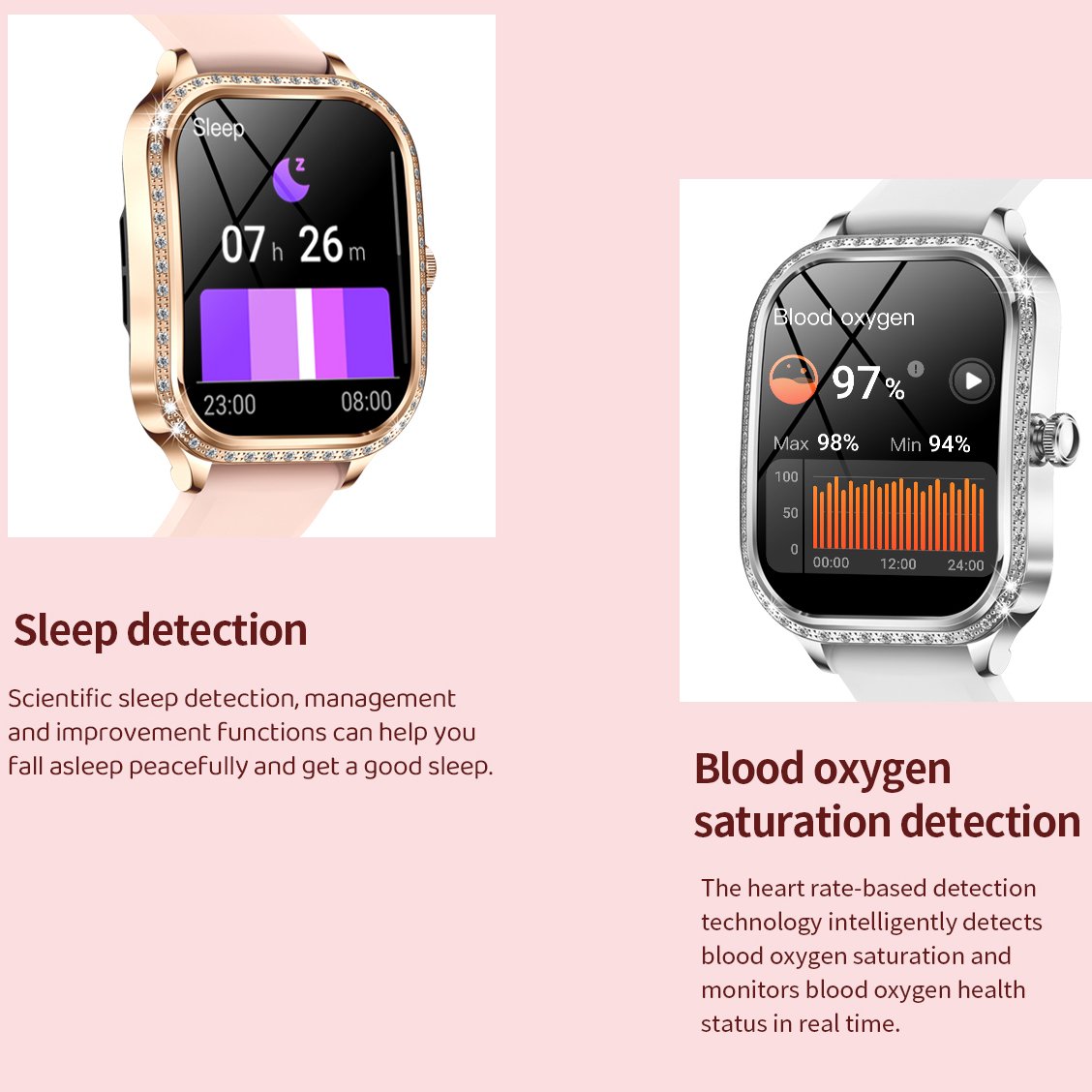 2 Straps Ladies Health monitoring 1.75 inch Sports Smartwatch Reloj inteligente Montre Fashion Smart watch for girls women