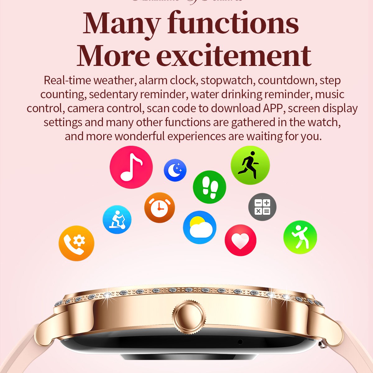 2 Straps Ladies Health monitoring 1.75 inch Sports Smartwatch Reloj inteligente Montre Fashion Smart watch for girls women