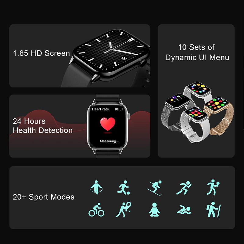 1.85inch Smartwatch Bracelet square Screen Type Smart Health Fitness Watch Girls Smart watch Manufacturers for Lady