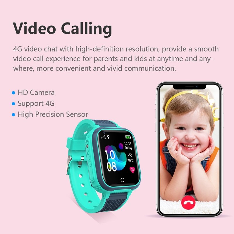 Yuniq Smart Watch For Kids Sos Video Call Gps Tracker Waterproof Wifi Location Remote Control Children Kids 4G Smartwatch Lt21