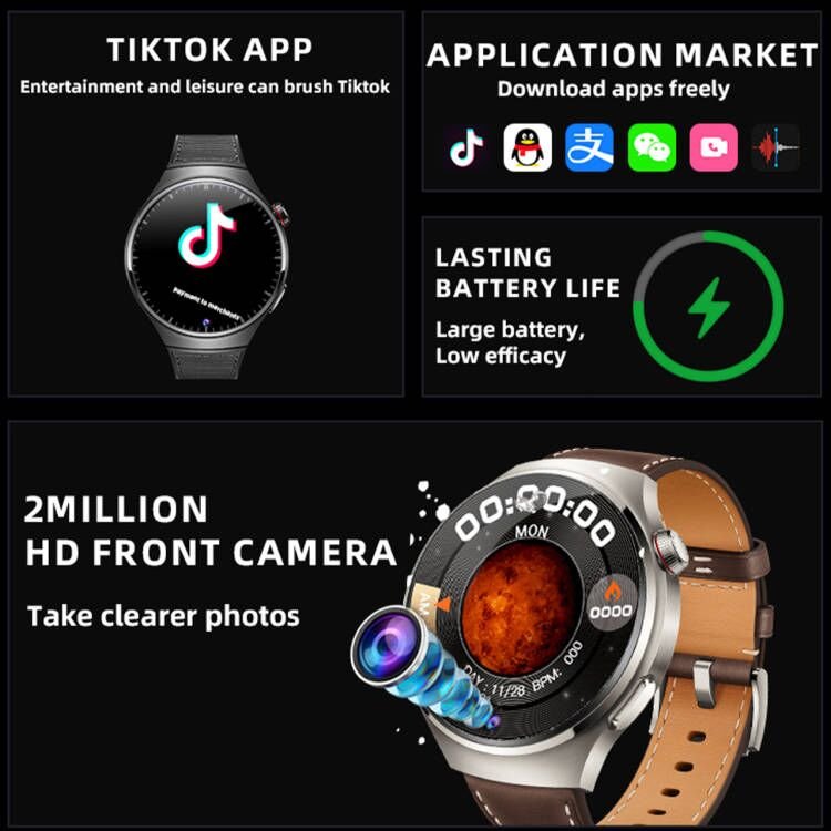 2024 new arrival 5G 4G smart watch N61 4+64GB AMOLED screen NFC GPS WiFi IP67 waterproof Android smart watch with SIM card