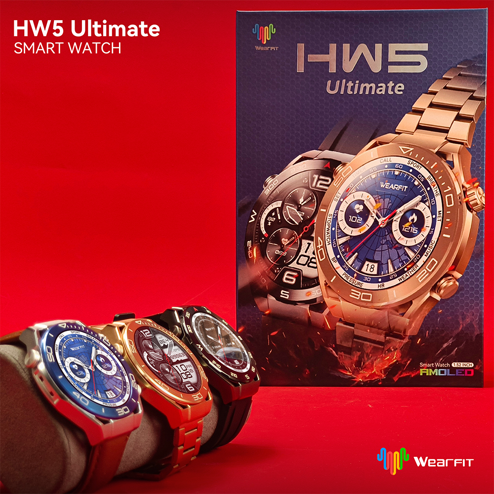 HW5 Ultimate Fashion Amoled 2023 Smart watch Business Sports NFC IP68 BT call Wireless Charging with Three watch straps