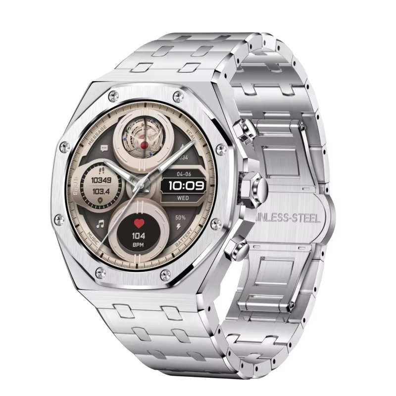 Top stainless steel watch AK68 smartwatch AMOLED screen Mechanical style 400mah large battery 1ATM waterproof men smart watch