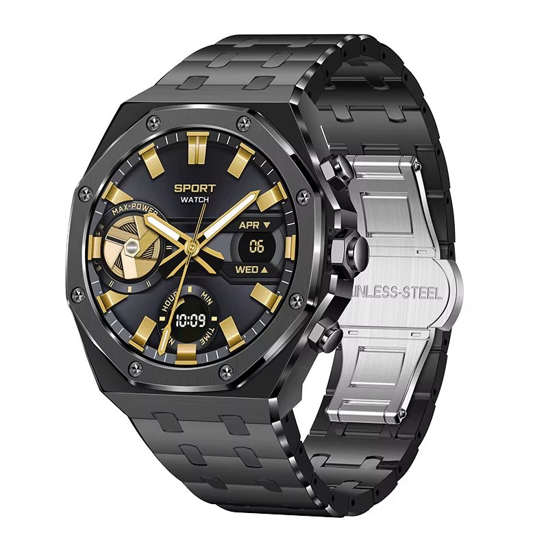 Top stainless steel watch AK68 smartwatch AMOLED screen Mechanical style 400mah large battery 1ATM waterproof men smart watch