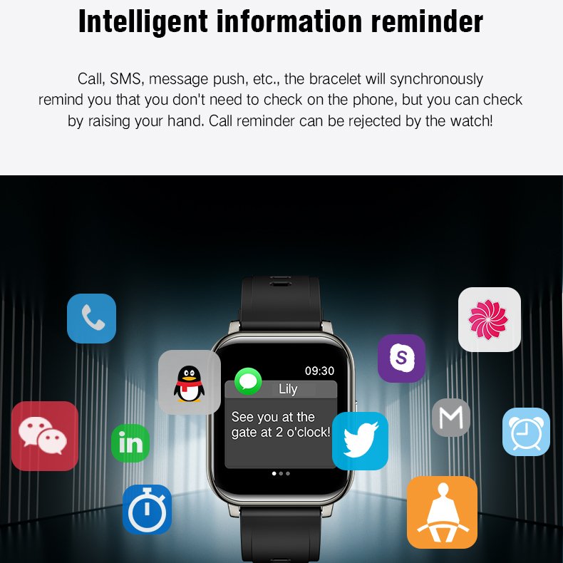 China Latest 200mah battery Touch curved Smartwatch Message whatsapp remind function Water proof Smart Watch