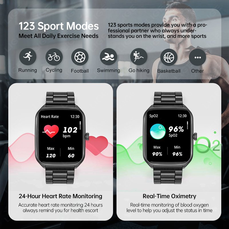 LIGE Fashion BT Call Smart Watch for Men Heart Rate Monitor Bracelet Activity Trackers Men Watches Smart Android ios Phone