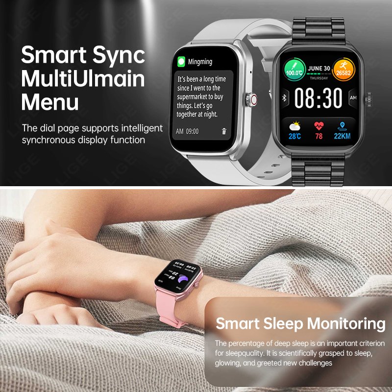 LIGE Fashion BT Call Smart Watch for Men Heart Rate Monitor Bracelet Activity Trackers Men Watches Smart Android ios Phone