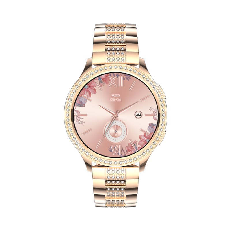 Classic Smart Watch Women AK53 with Metal/Mesh Steel Strap, 1.32inch Display BT Call APP Dafit Voice Assistant 2023 Smartwatch