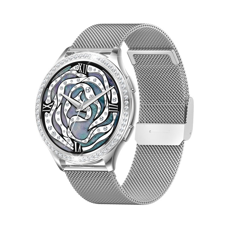 Classic Smart Watch Women AK53 with Metal/Mesh Steel Strap, 1.32inch Display BT Call APP Dafit Voice Assistant 2023 Smartwatch