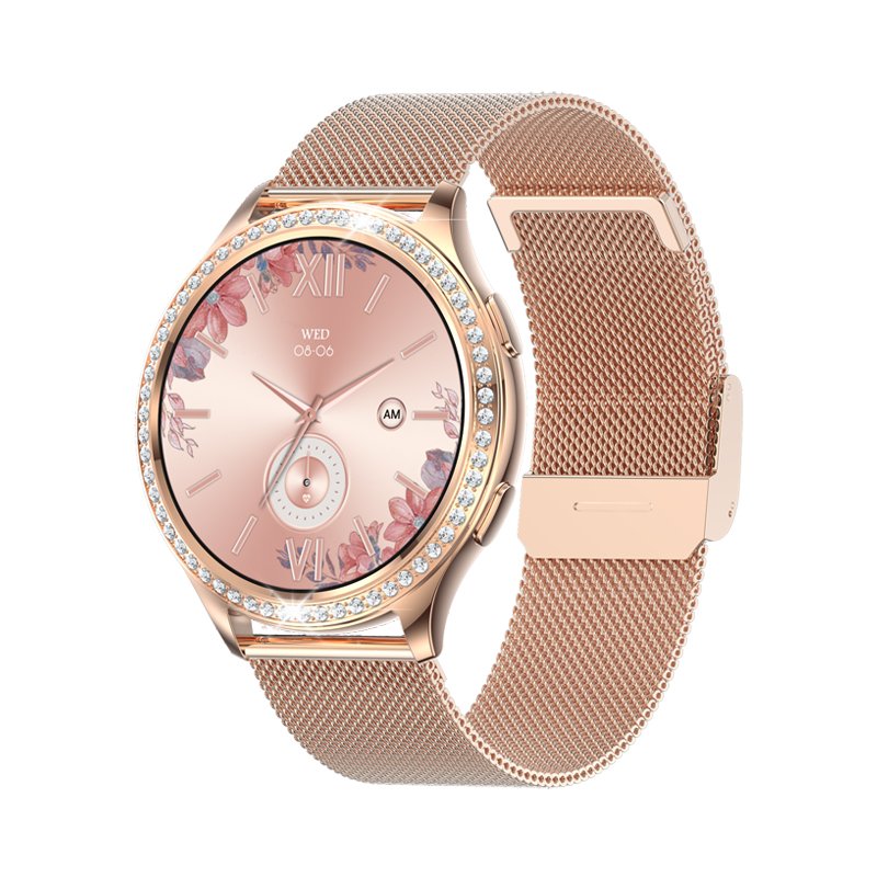 Classic Smart Watch Women AK53 with Metal/Mesh Steel Strap, 1.32inch Display BT Call APP Dafit Voice Assistant 2023 Smartwatch