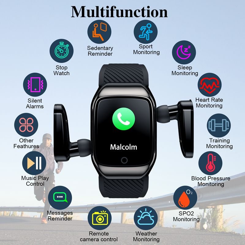 Earphone Headset S300 2 in 1 Sport Smart Bracelet With Wireless In Ear Earphone Heart Rate Blood Pressure Smart Watch