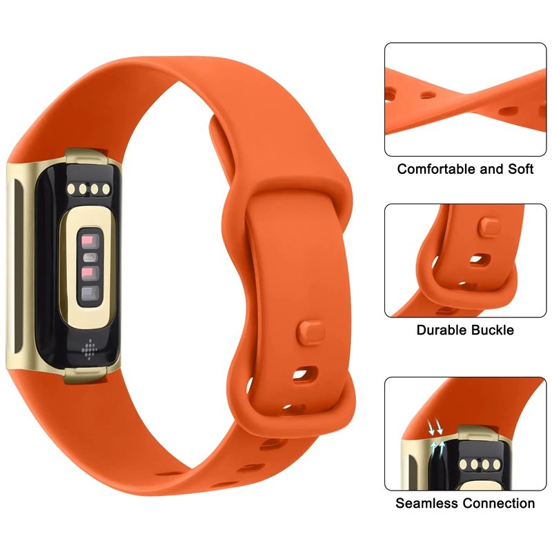 Silicone Strap Sport Rubber Wirsband Watchband Smartwatch Smart Watch Band For Fitbit Charge 5 6