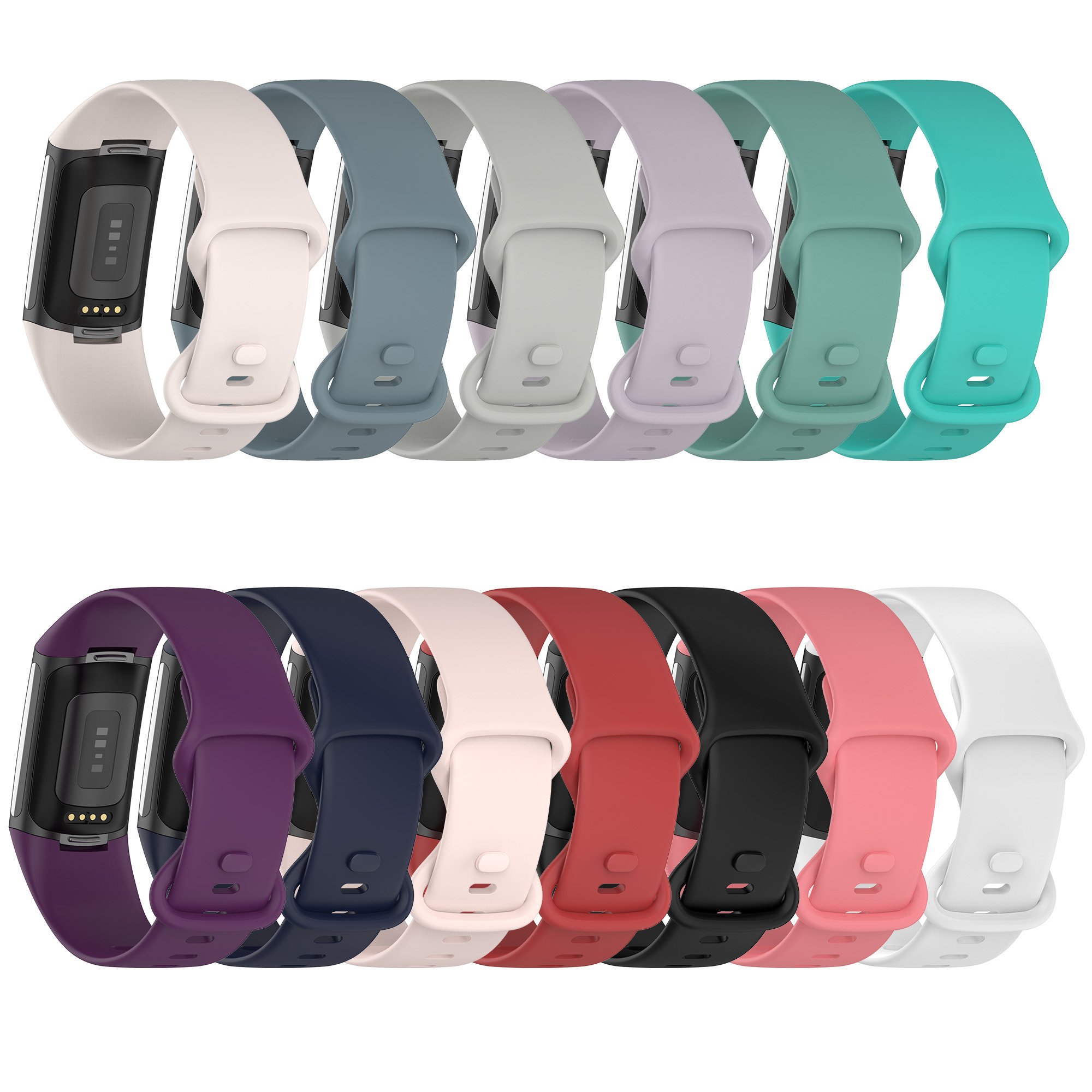 Silicone Strap Sport Rubber Wirsband Watchband Smartwatch Smart Watch Band For Fitbit Charge 5 6
