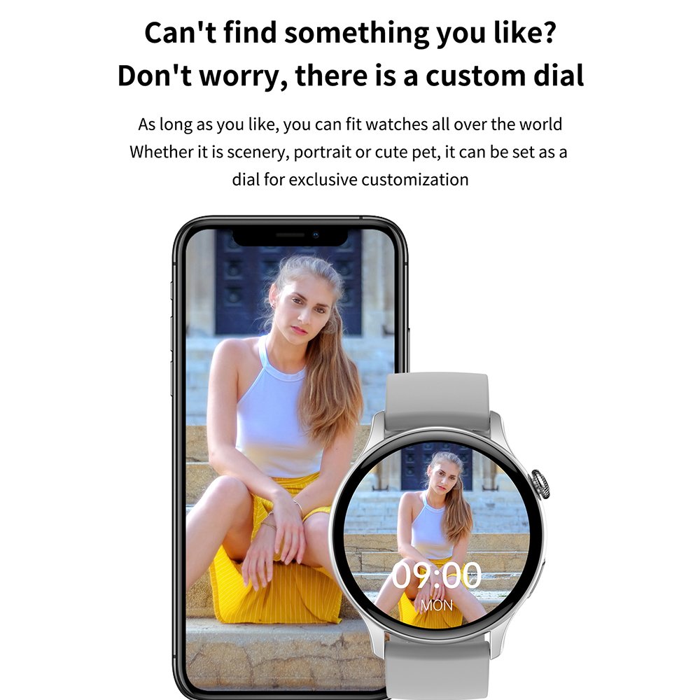 1.43" HK85 Smart Watches For Women Men Custom Wallpapers NFC BT Call Heart Rate Blood Pressure Sleep Monitor Smartwatch