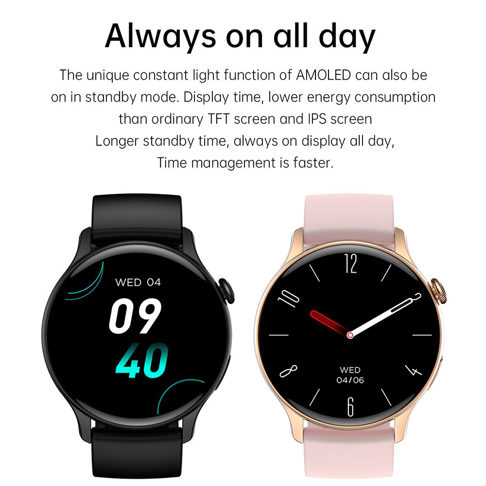 1.43" HK85 Smart Watches For Women Men Custom Wallpapers NFC BT Call Heart Rate Blood Pressure Sleep Monitor Smartwatch