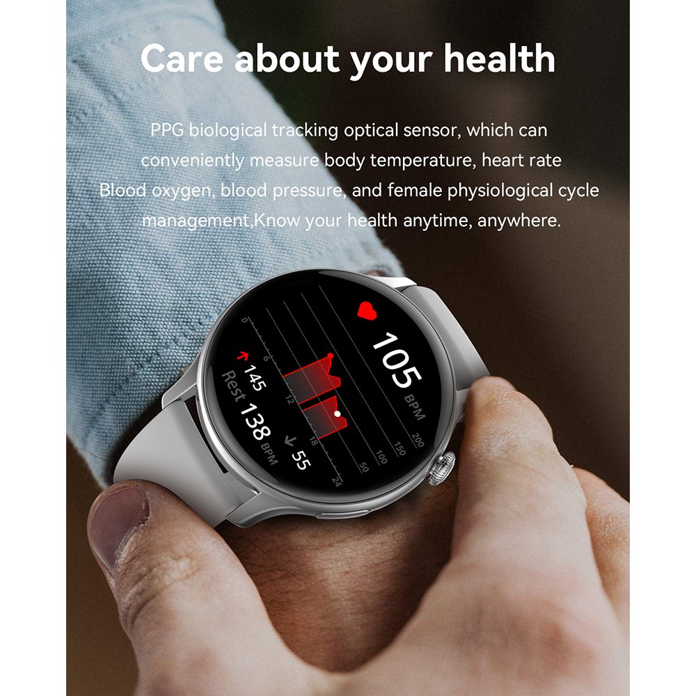 1.43" HK85 Smart Watches For Women Men Custom Wallpapers NFC BT Call Heart Rate Blood Pressure Sleep Monitor Smartwatch