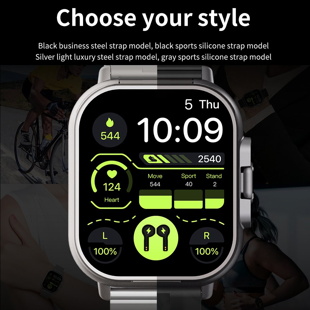 Silicon Strap Fitness Tracker Heart Rate Monitor Sleep Tracker Smart Watch Earphone NFC Watch Switching SmartWatch Earbuds