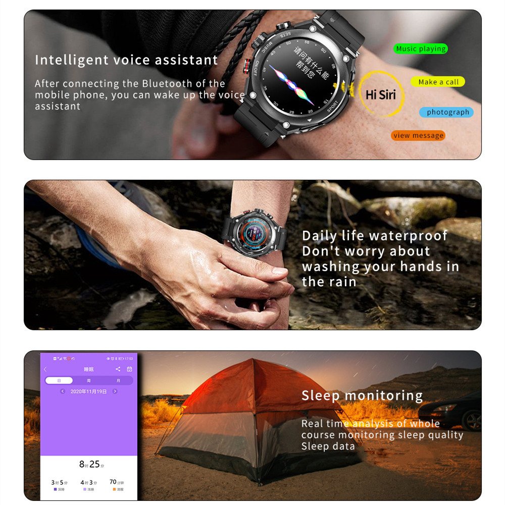 Maxtop Fitness Tracker Remote Control 1.28 Full Round Shape Smart Bracelet Watch