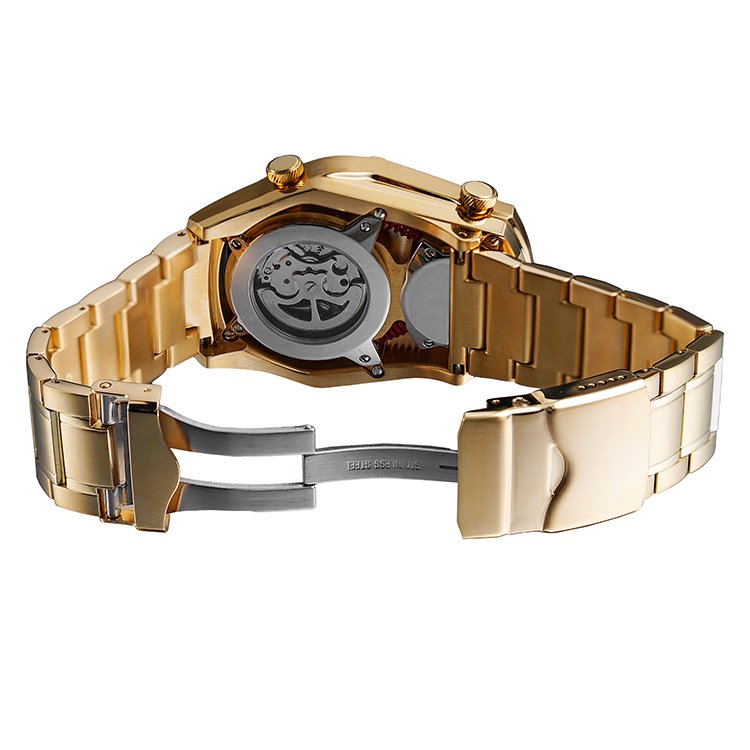 100M waterproof golden Stainless Steel Material custom watch DUAL MOVEMENT mechanical watches Luminous mens watches