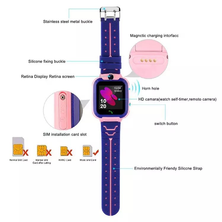 Q12 Waterproof Kids Smart Watch SOS Antil-lost Smartwatch Baby 2G SIM Card Clock Call Location Tracker watch