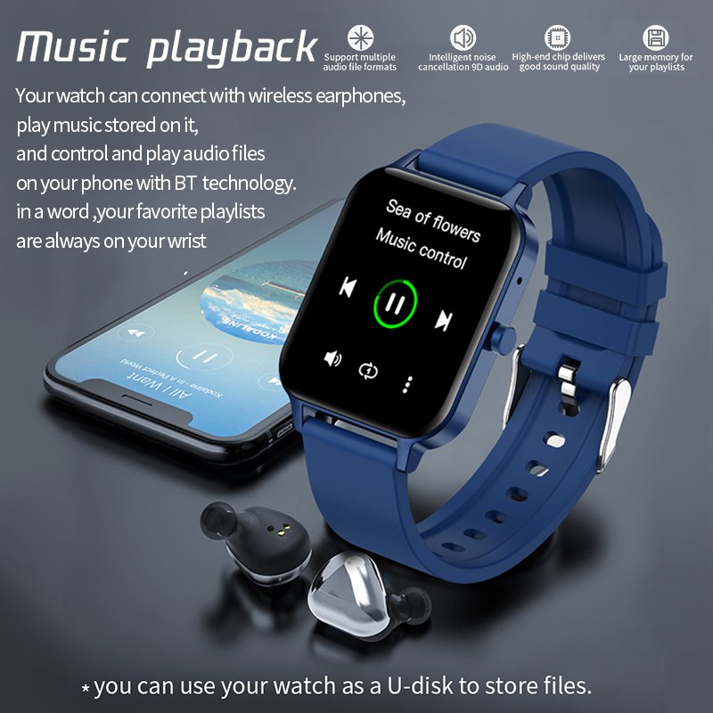 MX7 New Design 1.69 Full Screen Reloj Inteligente Battery Smart Bracelet Music Play Ip67 Waterproof Smart Watch