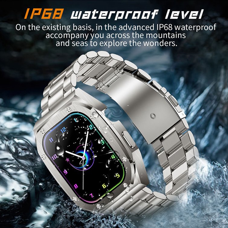 Blood Pressure Oxygen Hd Large Screen Wireless Charging NFC SOS IP68 Waterproof GPS Rugged Smart Watch Per Uomo for Women Men