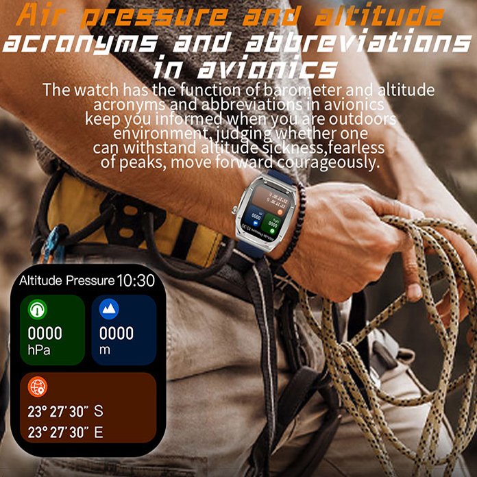Blood Pressure Oxygen Hd Large Screen Wireless Charging NFC SOS IP68 Waterproof GPS Rugged Smart Watch Per Uomo for Women Men