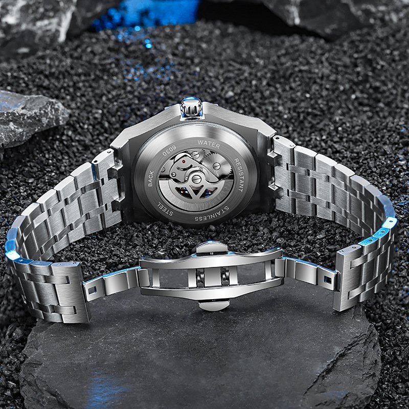 Watch Men Wrist Stainless Steel Diamond Rubber Multi-function Moon Mechanische Luxus Uhr Waterproof Men Custom Automatic Watch