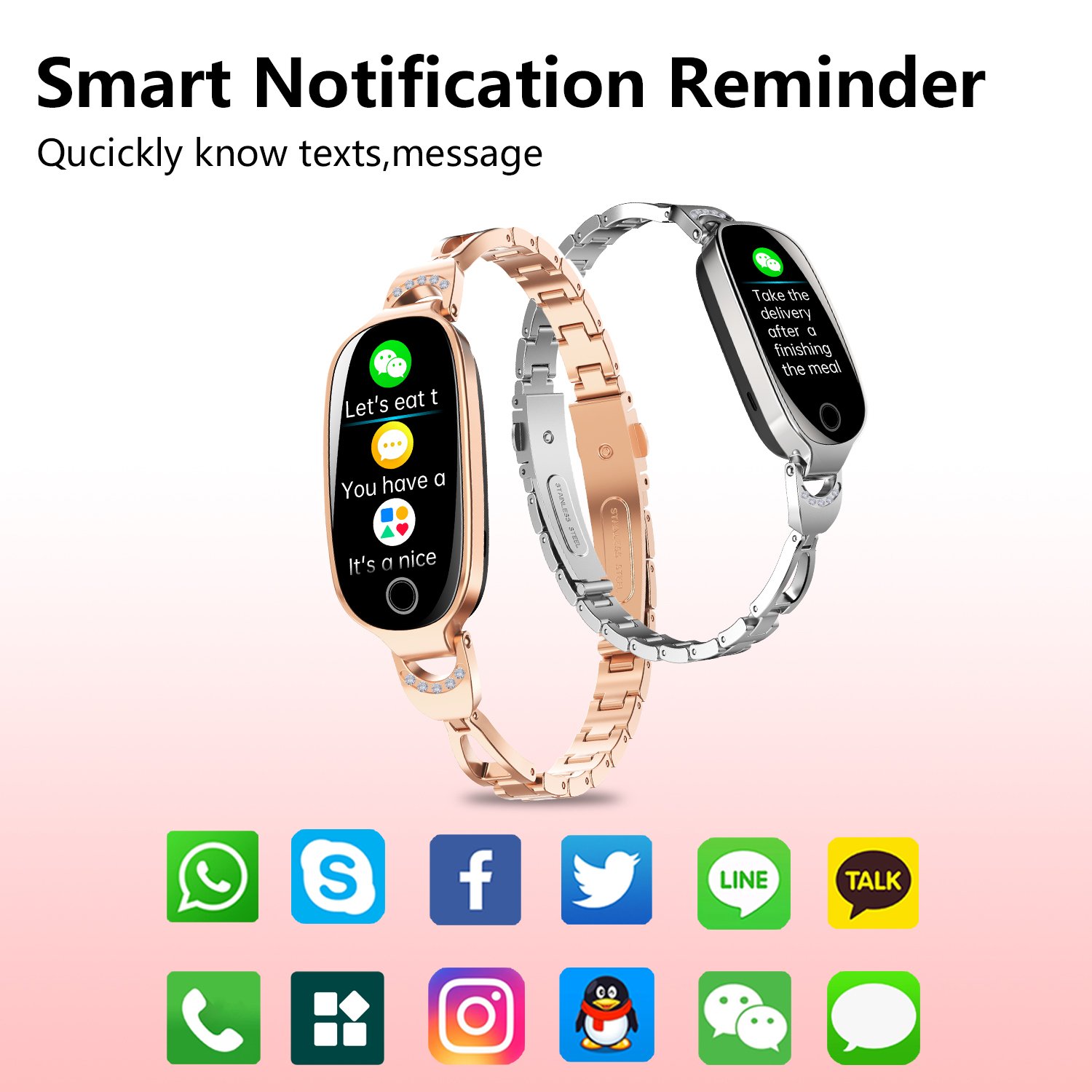 Girl Heart Rate Women Smart Wristband Bracelet Waterproof F81 Smart Watch Metal Strap Blood Oxygen Pressure Breathing Training