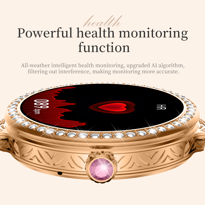 2024 HW16 mini Smart Watch Ladies Diamond Steel 1.32inch Screen Waterproof NFC Smartwatch for Women Fashion Jewelry Set