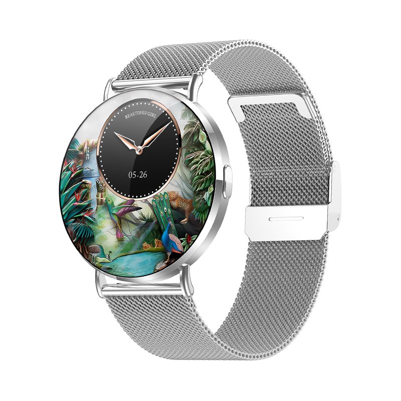 2024 New Ultra Thin Smart Watch KM88 for Women, 3D Dynamic Interface 1.32inch AMOLED Screen Call Gold Silver Round Smartwatch