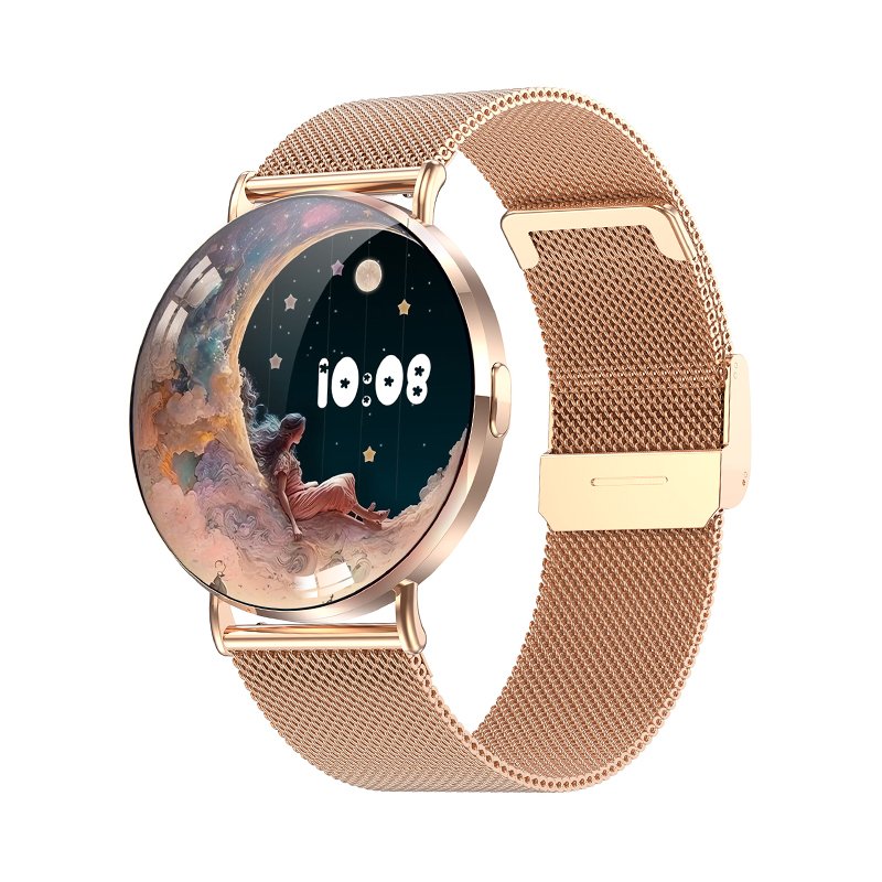 2024 New Ultra Thin Smart Watch KM88 for Women, 3D Dynamic Interface 1.32inch AMOLED Screen Call Gold Silver Round Smartwatch