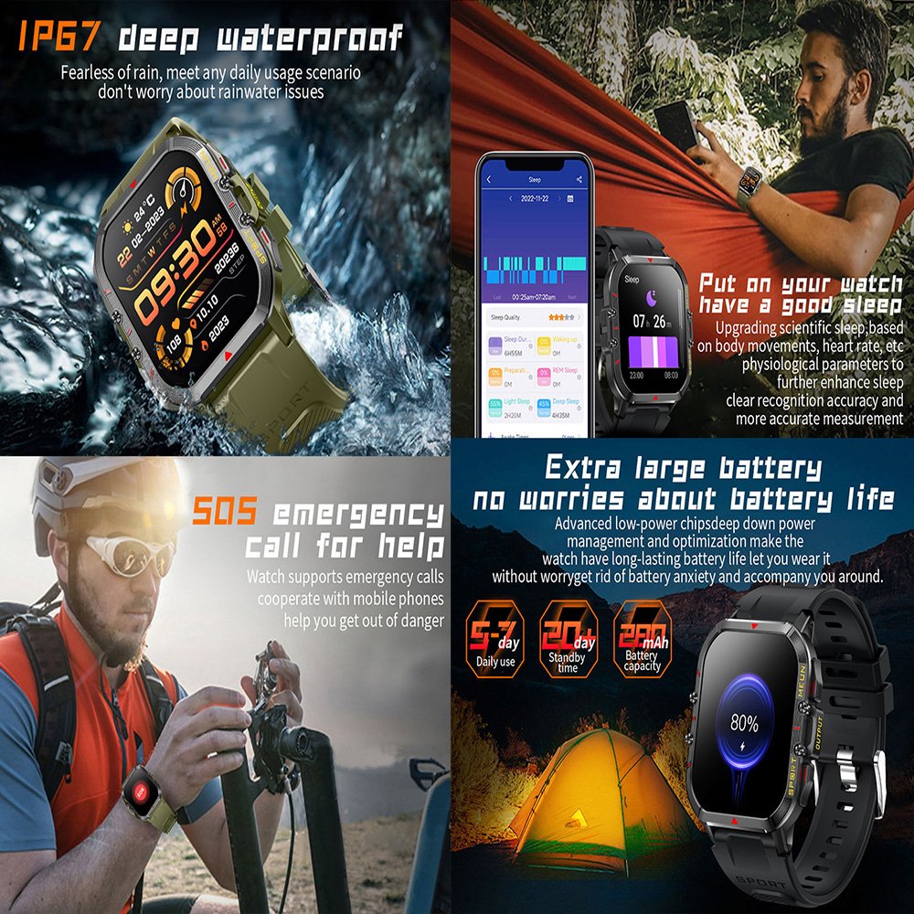 Reloj Inteligente Smart Watch 1.96 inch T21 Heart Rate 280 mah SOS call Outdoor Sport Watches for Man