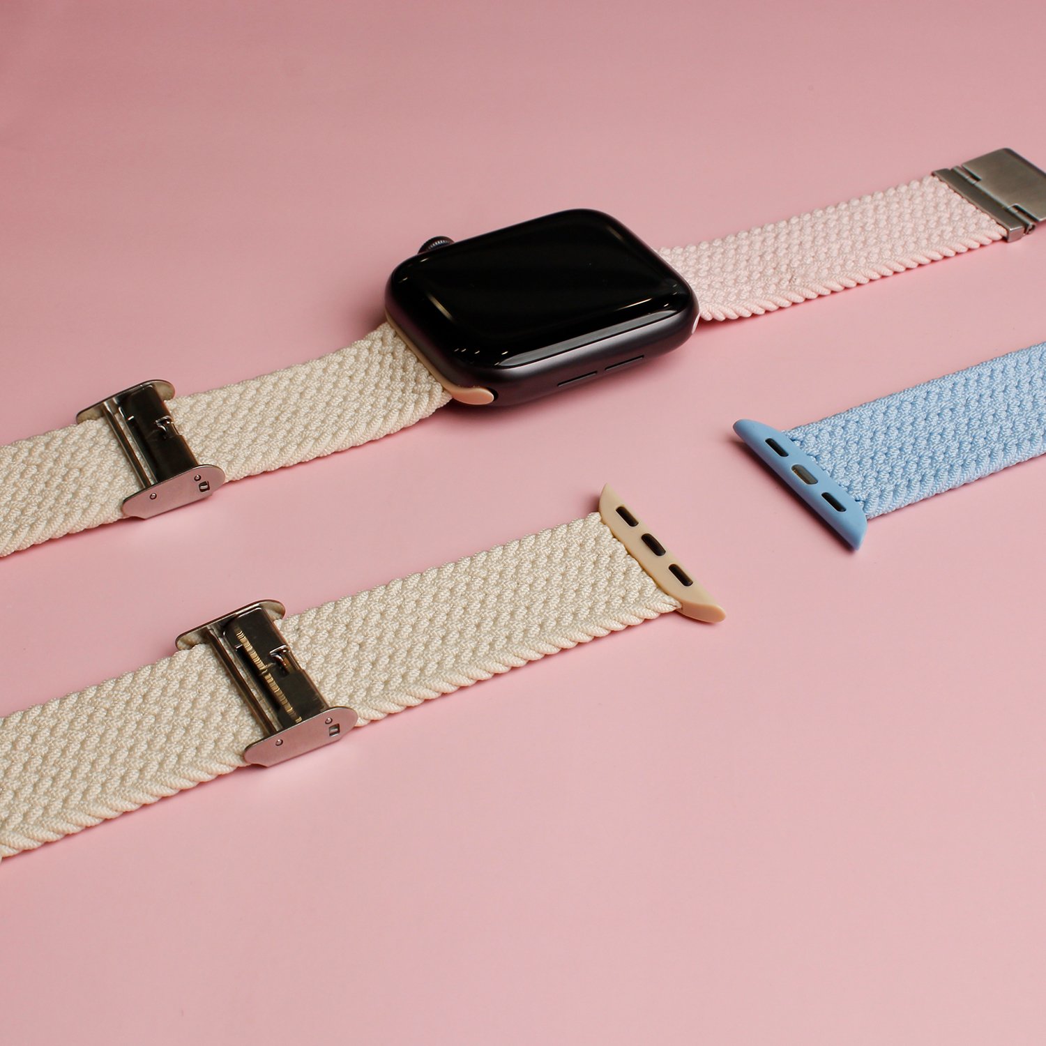 RYB Braided Loop Adjustable Nylon Correa Smart Watch Band Elastic Strap for Apple Watch 7 41mm 45mm