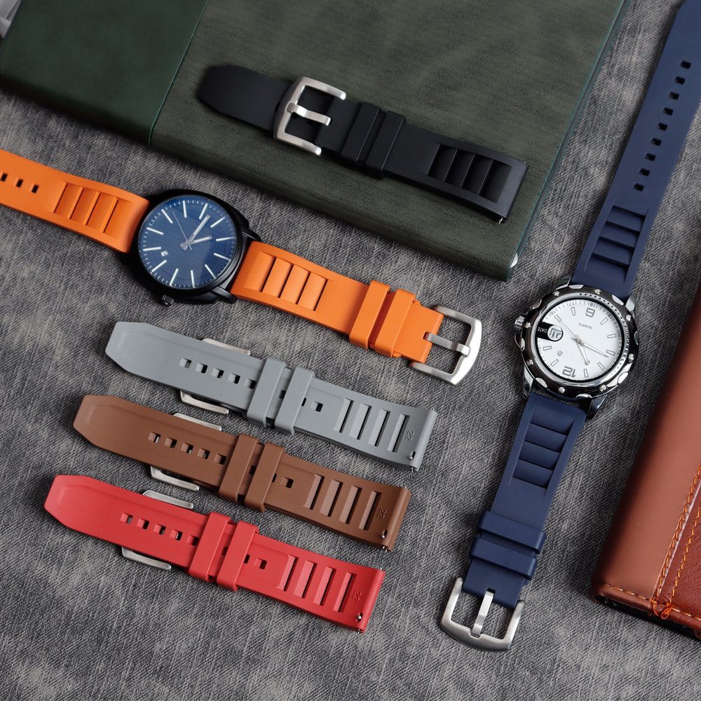 Factory custom high quality FKM watch bands Fluorine rubber watch straps for 22mm smart watch straps