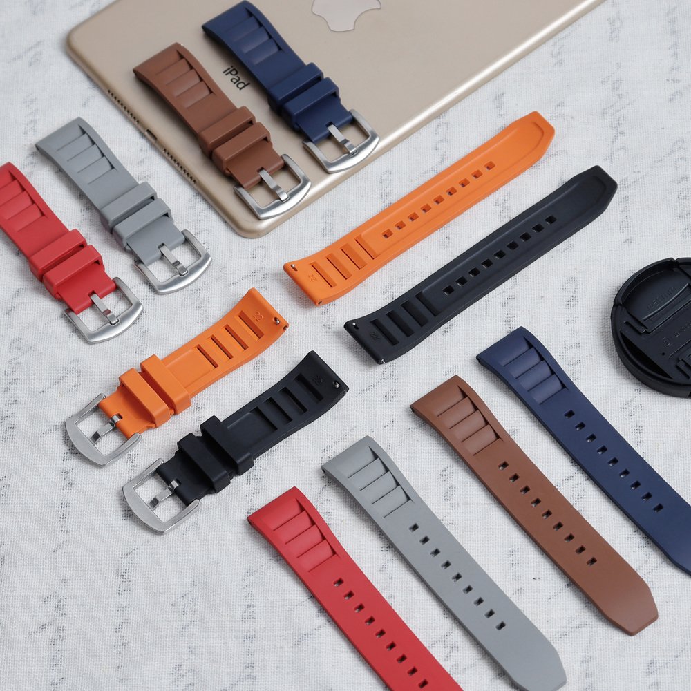 Factory custom high quality FKM watch bands Fluorine rubber watch straps for 22mm smart watch straps