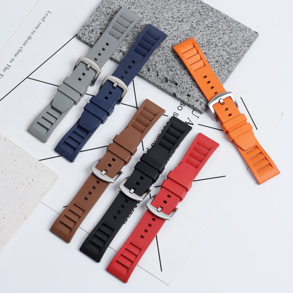 Factory custom high quality FKM watch bands Fluorine rubber watch straps for 22mm smart watch straps