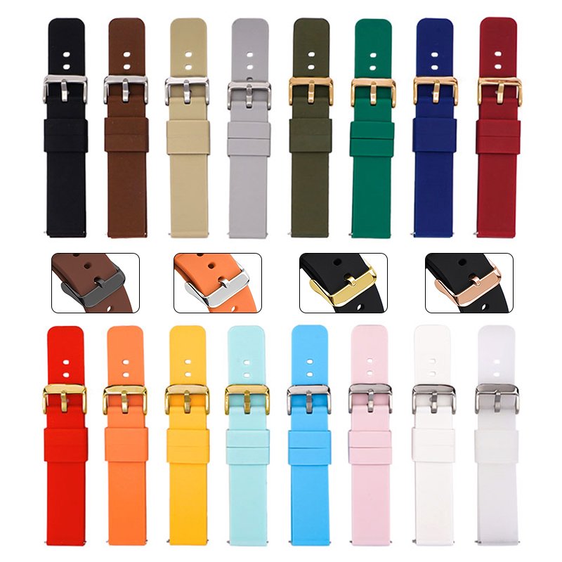Hot Sale 14/16/18/20/22/21/24mm Silicone Watchband Correa De Reloj 20mm Rubber Watch Straps 18mm Smart Watch Bands