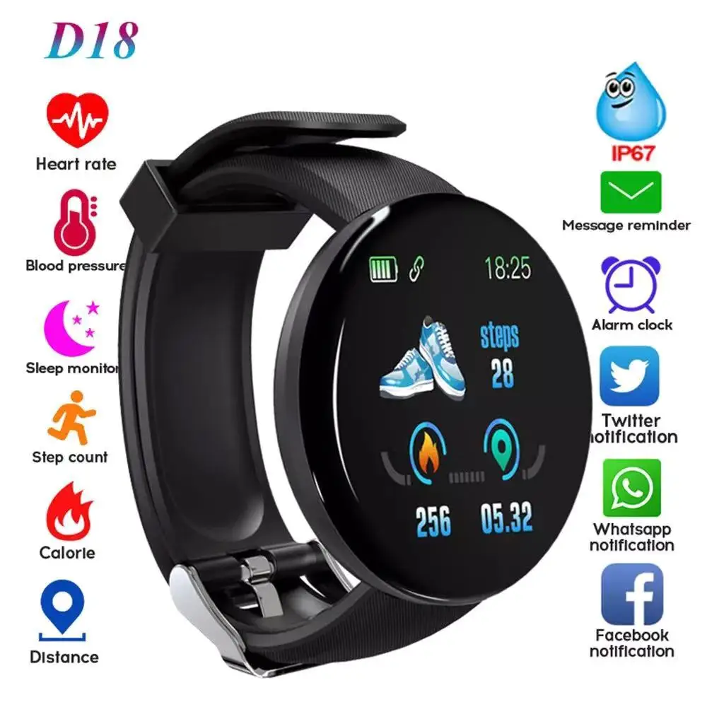 Smartwatch D18 Hot Waterproof Step Counter Heart Weather Display Clock D18 Smart Watch Reloges Sport Watch Reloj Inteligente D18