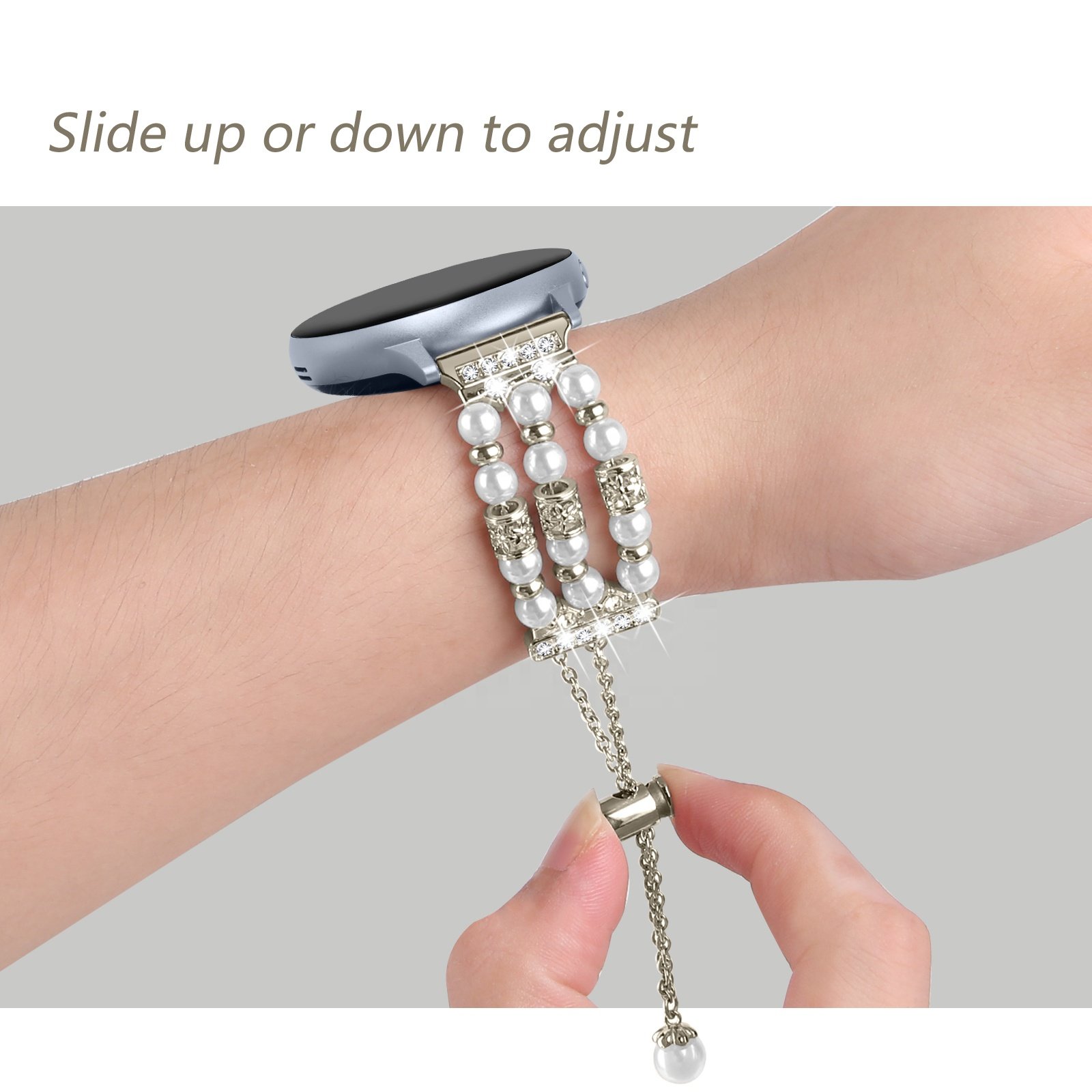 Wholesale Women 20mm Fashion Pearl Jewelry Beaded Smart Watch Bands For Samsung Galaxy Active 2 44mm 40mm Watch 42mm