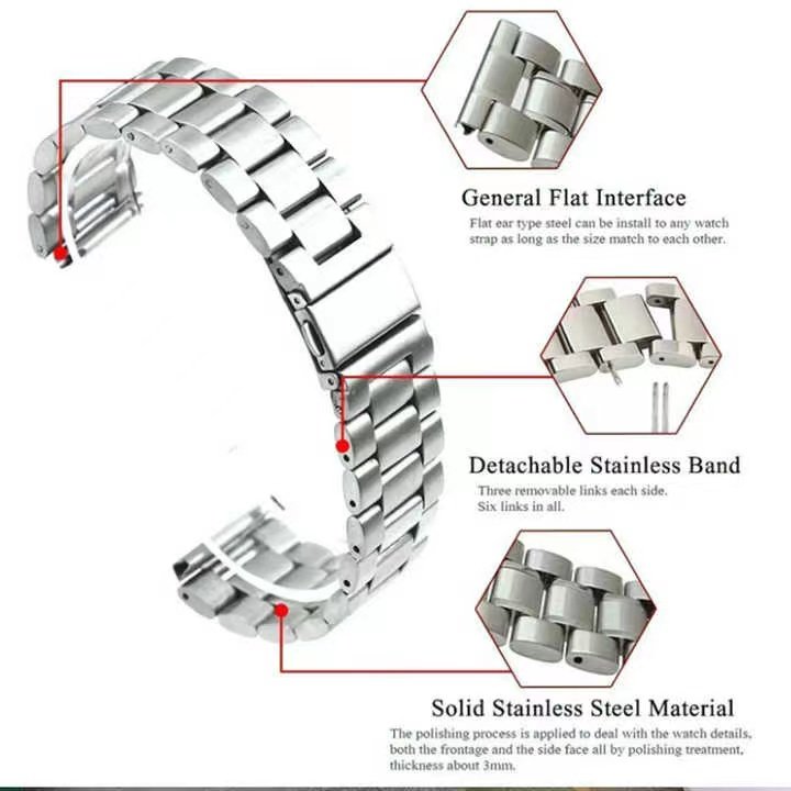 Stainless Steel Metal Watch Strap Adjustable Watch Band 10-24 mm Luxury Fashion Smart Watch Strap for Men and Women